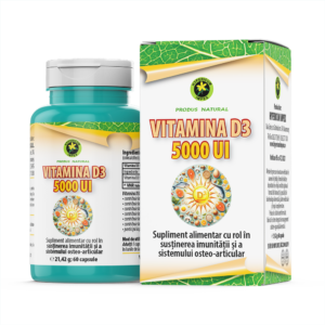 Capsule Vitamina D3 5000 UI - Rol în susținerea imunității și a sistemului osteo-articular.