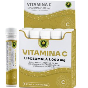 Vitamina C Lipozomală 1.000 mg este un produs concentrat, cu o biodisponibilitate superioară, atent formulat pentru a susține buna funcționare a sistemelor imunitar, nervos și osteoarticular, și pentru a crește în mod rapid și facil aportul zilnic al acestei vitamine în organism.