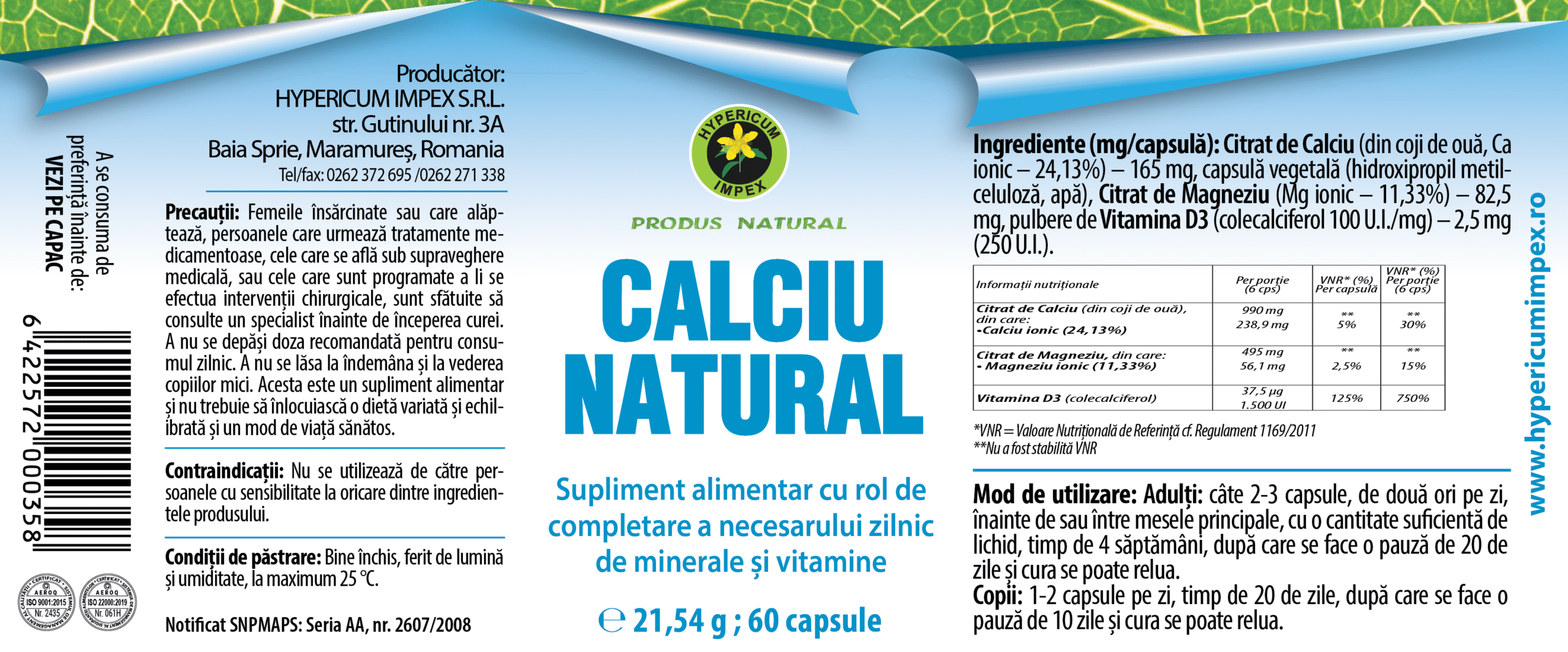 Capsule Calciu Natural