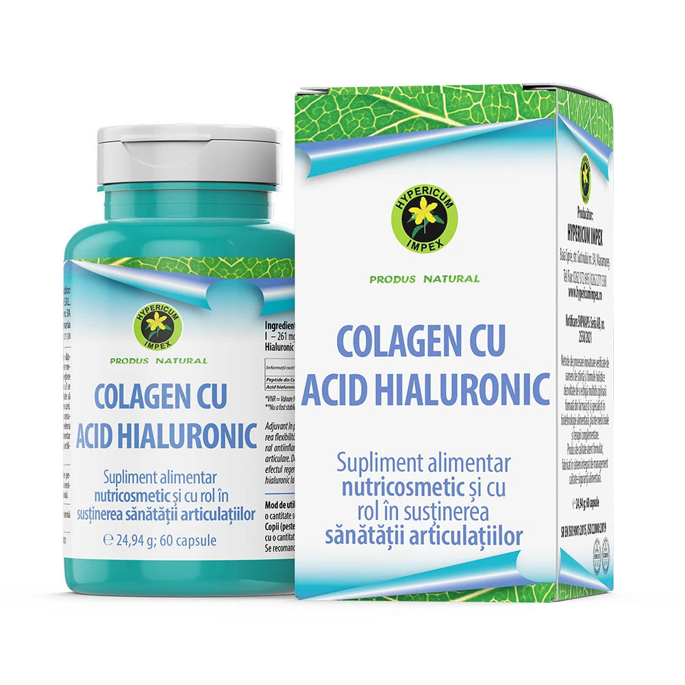 Capsule Colagen cu Acid Hialuronic – Supliment alimentar nutricosmetic și cu rol în susținerea sănătății articulațiilor