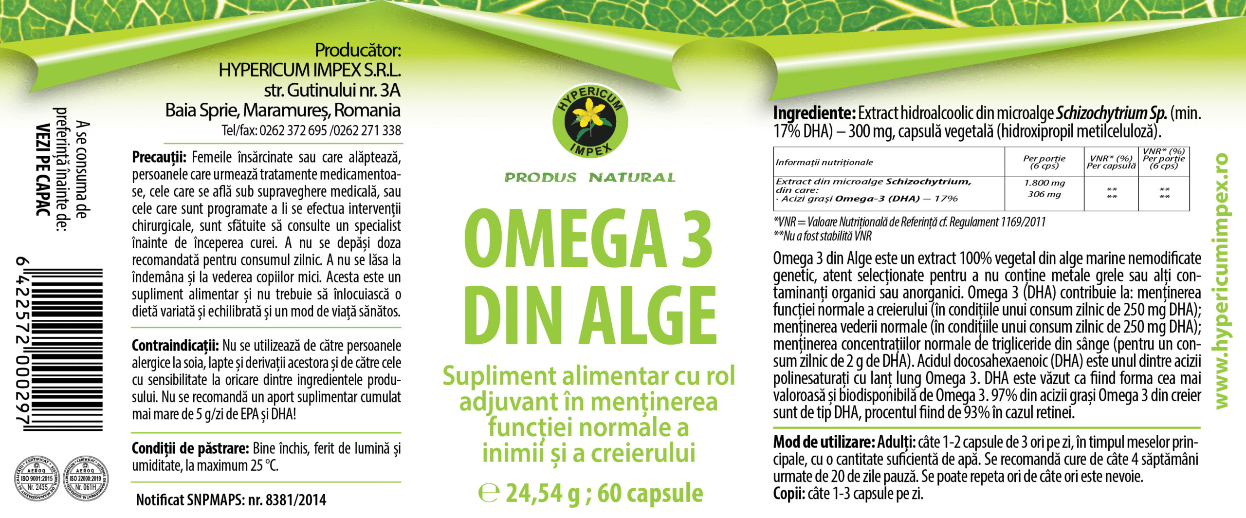 Capsule Omega 3 din Alge